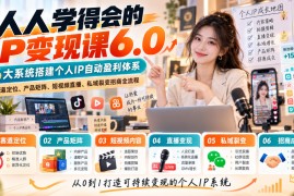 人人学得会的IP变现课6.0，6大系统搭建个人IP自动盈利体系，赛道定位、产品矩阵、短视频直播、私域裂变招商全流程
