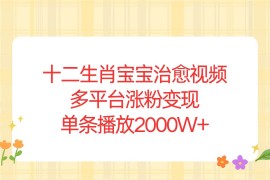 实战（13837期）十二生肖宝宝治愈视频，多平台涨粉变现，单条播放2000W+12-27中创网