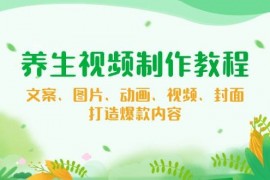 创业项目养生视频制作教程，文案、图片、动画、视频、封面，打造爆款内容02-13福缘网