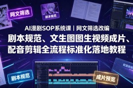 AI漫剧SOP系统课｜网文筛选改编、剧本规范、文生图图生视频成片、配音剪辑全流程标准化落地教程（更新0810）