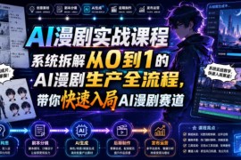 AI漫剧实战课程，系统拆解从0到1的AI漫剧生产全流程，带你快速入局AI漫剧赛道（更新）