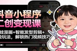 抖音小程序二创变现课：萌娃漫画+智能发型剪辑+换脸玩法，解锁热门视频技巧