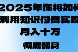 赚钱项目（14061期）2025年，你将如何利用知识付费实现月入十万，甚至年入百万？01-29中创网