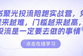 简单项目小红书聚光投流陪跑实战营，免费流量会越来越难，门槛越来越高，付费投流是一定要去做的事情01-22冒泡网