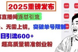 简单项目2025重磅发布：小红书直播间连怼引流，无需连麦、无需上镜，突破单号限制，暴力日引流600+01-06冒泡网