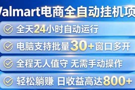 （20033期）Walmart（沃尔玛）浏览全自动挂机项目，单账号日收益20+ 单电脑日收益可达1000+