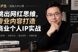 徐沪生创始人IP心得｜跳出网红思维，专业内容打造商业个人IP实战【文档】