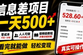 信息差项目一天500+，零成本，人人可做，保姆级教程，看完就能做【揭秘】