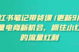 小红书笔记带货课(更新25年9月)流量电商新机会，抓住小红书的流量红利