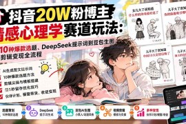 （20688期）抖音20W粉博主-情感心理学赛道玩法：从10种爆款选题、DeepSeek提示词到豆包生图与剪辑变现全流程