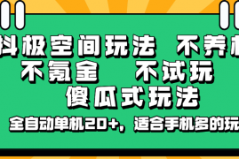 赚钱项目抖极空间玩法，不养机，不氪金，不试玩，傻瓜式玩法，全自动单机20+，适合手机多的玩03-14福缘网