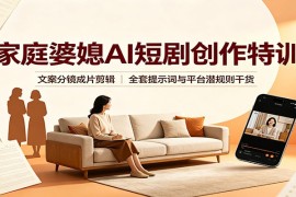 家庭婆媳AI短剧创作特训：文案分镜成片剪辑，全套提示词与平台潜规则干货