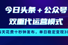 每日今日头条＋公众号双重代运营模式，每天花费十秒钟发布，单日稳定变现300+03-13福缘网