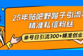 2025最新（14082期）25年贴吧野路子引流术，精准私信粉丝，单号日引流300+精准创业粉02-05中创网