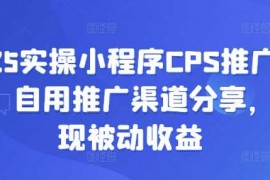 热门项目2025实操小程序CPS推广项目，自用推广渠道分享，实现被动收益03-11冒泡网