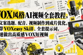 VOX风格AI视频全套教程，从文案选题、配音、视频制作到成片优化，附带VOXeasy Skill、全套提示词，快速做出高质感VOX短视频