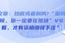 实战付费文章：抄底或者割肉?“雷劈下来的时候，你一定要在现场”VS“活着，才有资格继续下注”01-18冒泡网