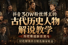 抖音30W粉丝博主的古代历史人物解说教学，历史赛道新晋黑马，轻松解锁抖音精选独家收益