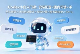 （19402期）Codex小白入门课：安装配置×国内环境×手机接码×计划目标模式×权限沙箱×服务器连接×GitHub操作