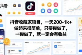 抖音收藏家项目，一天200-1k+做起来很简单，只要你做了，就一定会有收益