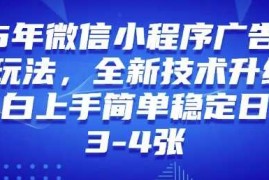 热门项目2025年微信小程序最新玩法纯小白易上手，稳定日入多张，技术全新升级【揭秘】02-23冒泡网