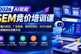 （20706期）【无水印】2026AI赋能SEM竞价培训课：掌握AI拓词、广告创意、落地页策划、OCPC投放及数据优化完整方法