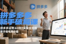 拼多多新手破局课，拼多多运营从0到1实操全流程，新手做电商必看