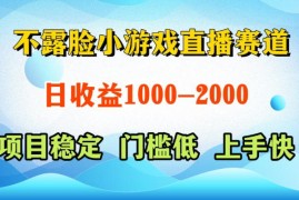 不露脸小游戏直播赛道，日收益500-1k+，可全自动AI玩，可脚本玩，可真人玩，项目稳定，上手快【揭秘】