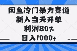 赚钱项目（14229期）闲鱼冷门暴力赛道，新人当天开单，利润80%，日入1000+02-19中创网