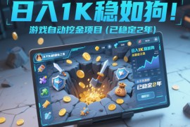 日入1K稳如狗！游戏自动挖金项目（已稳定2年），永不失业的副业之选【揭秘】
