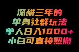 深耕三年的单身社群玩法，单人日入1000+，小白可直接照搬！【揭秘】