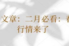 创业项目付费文章：二月必看：春季行情来了02-05冒泡网