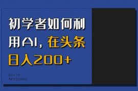 每天初学者如何利用AI，在头条日入200+01-18冒泡网