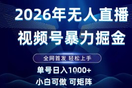 2026最新视频号无人直播掘金，全网首发，小白可以玩，长期稳定日入1k+【揭秘】