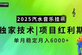 赚钱项目2025汽水音乐挂JI项目，独家最新技术，项目红利期稳定月入6000+01-20冒泡网