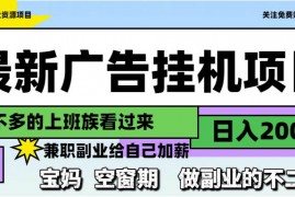 （14840期）最新广告挂机项目，日入2000+，做副业的不二之选