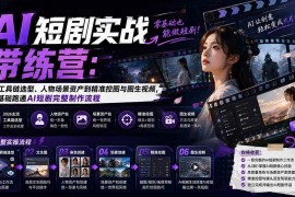 （20064期）AI短剧实战训练营：从工具链选型、人物场景资产到精准控图与图生视频，零基础跑通AI短剧完整制作流程
