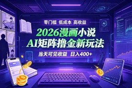 （19219期）爆款小说漫画大阅读 ai矩阵操作 当天可见收益 日入400+ 零门槛 高收益