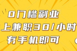 0门槛副业，线上兼职30一小时，有一部手机即可操作【揭秘】