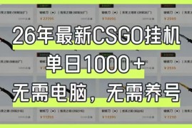 26年最新CSGO挂G系统，单日1000+，无需电脑，无需养号，0基础可上手【揭秘】
