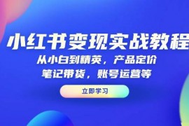 赚钱项目（13923期）小红书变现实战教程：从小白到精英，产品定价，笔记带货，账号运营等01-06中创网