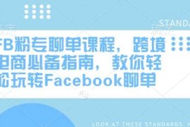 简单项目FB粉专聊单课程，跨境电商必备指南，教你轻松玩转Facebook聊单02-25冒泡网