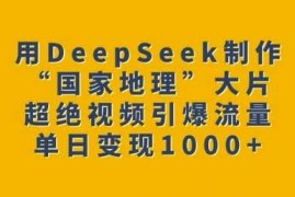 最新项目用DeepSeek制作“国家地理”大片，超绝视频引爆流量，单日变现多张02-19冒泡网