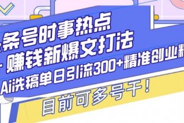 赚钱项目（13782期）头条号时事热点＋赚钱新爆文打法，Ai洗稿单日引流300+精准创业粉，目前…12-23中创网