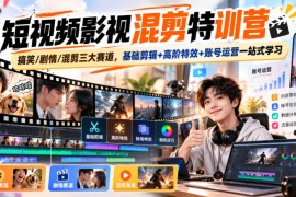 短视频影视混剪特训营｜搞笑/剧情/混剪三大赛道，基础剪辑+高阶特效+账号运营一站式学习