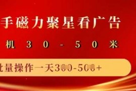 最新项目快手磁力聚星广告分成新玩法，单机50+，10部手机矩阵操作日入5张03-15冒泡网