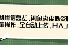 利用信息差，闲鱼卖虚拟资料，批量操作，全自动上传，日入3张