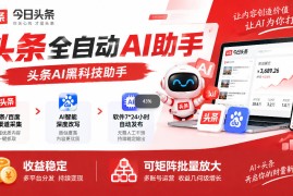 今日头条AI助手，AI自动改写优化，一键发布头条，小白轻松上手，可批量矩阵放大收益【揭秘】