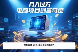 （15405期）最新电脑项目单机每天收益300+  带有团队管道收益 可无限放大 月入过万…