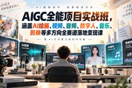 AIGC全能项目实战班，涵盖AI绘画、视频、音频、数字人、音乐、剪映等多方向全赛道落地变现课（更新）